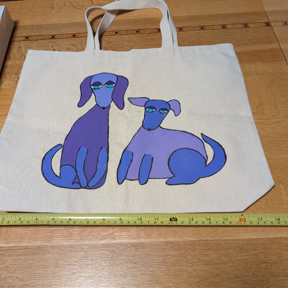 2 Novelty Printed Canvas Tote Bags